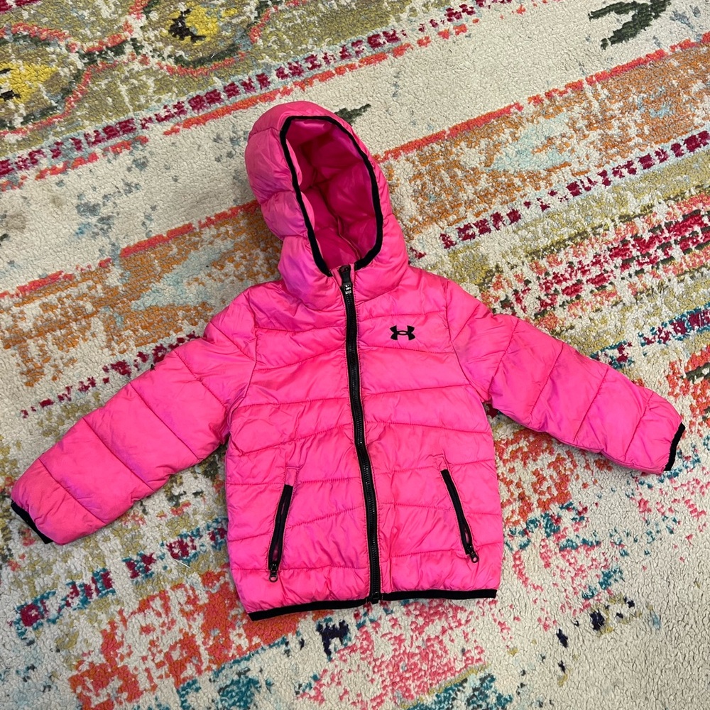 Girls 3T Under Armour Pink Puffer Jacket with Hood